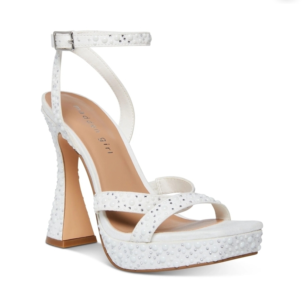Madden Girl White Studded Heels